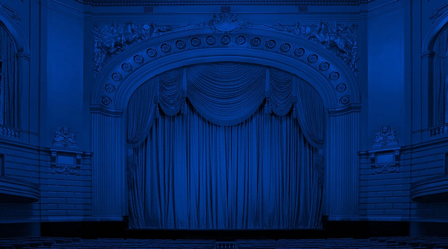 WMOH Stage closed curtain in blue