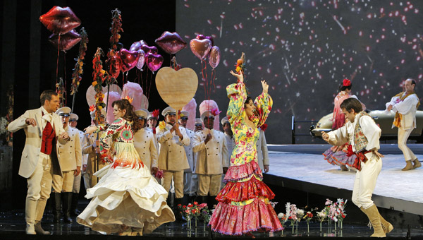 image featuring stage performance of the opera, "Barber of Seville"