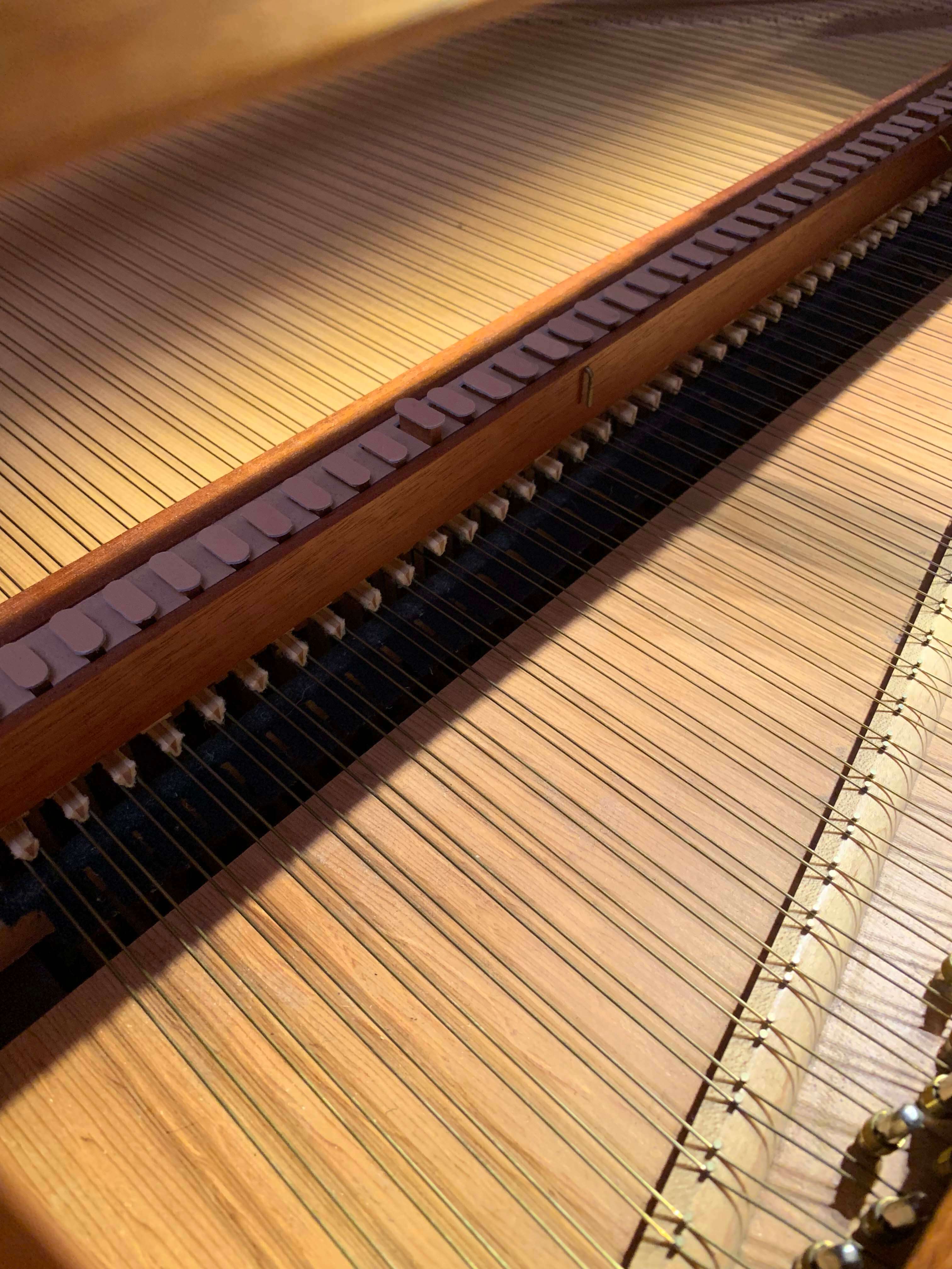 The action of a fortepiano is very similar to that of a modern piano with hammers and dampers.