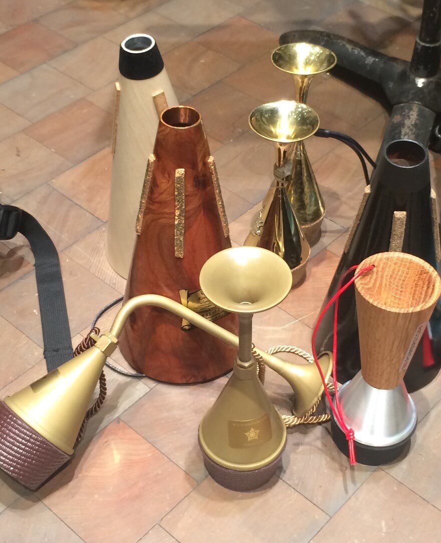 A collection of horn mutes.