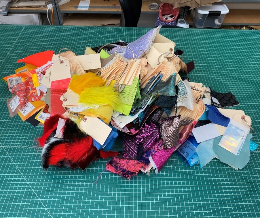 Some of the fabric swatches being considered for The Monkey King