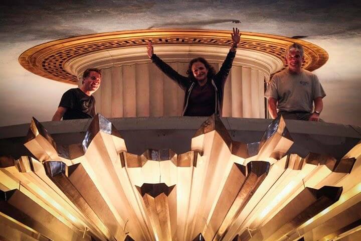 The team emerges victorious on the chandelier! Photo courtesy John Boatwright.