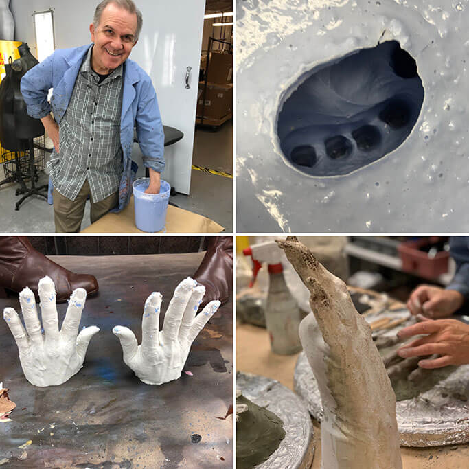 The casting of the witch’s hands. First, casting tenor Robert Brubaker’s hands, before they ultimately become a prosthetic attachment to a white glove.